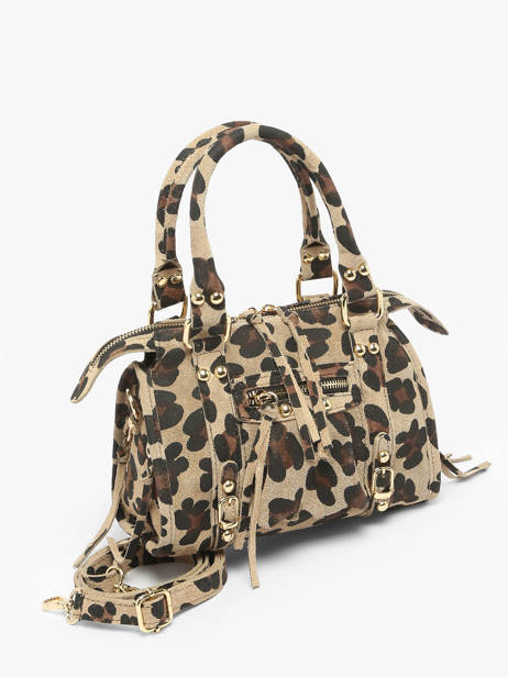 Cross Body Tas Velvet Leopardo Leder Milano Beige velvet leopardo VL24093 ander zicht 1